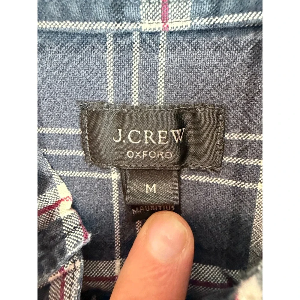 J.Crew Mens Oxford Slim Fit Plaid Button‎ Down Shirt Navy Blue Pink Medium
